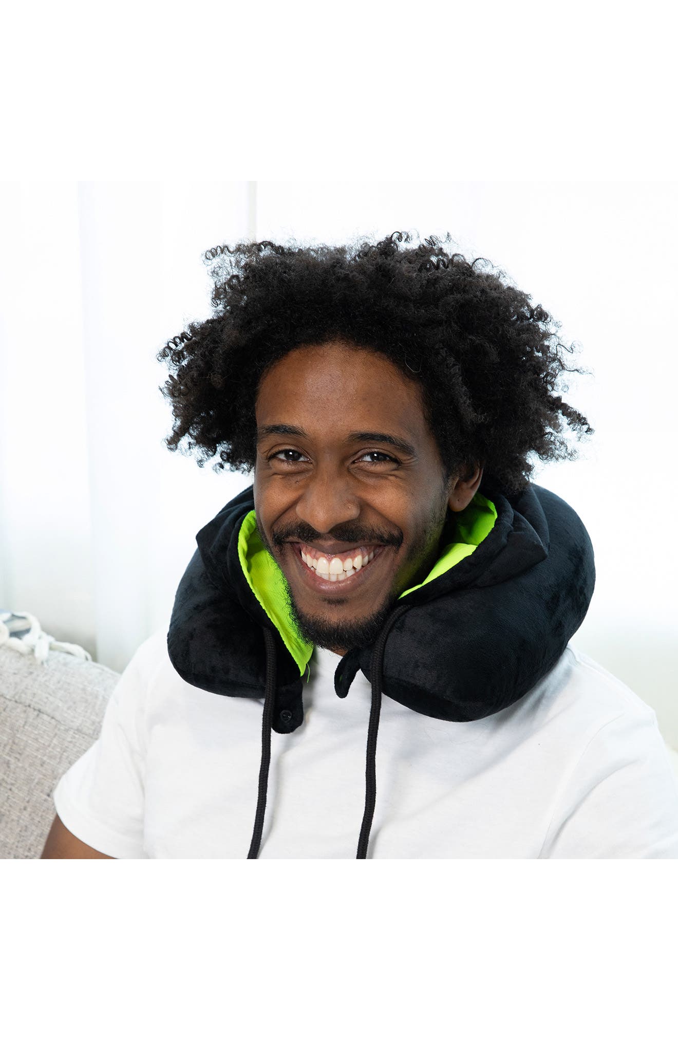 Wolf Essentials Hooded Neck Pillow, Alternate, color, Black