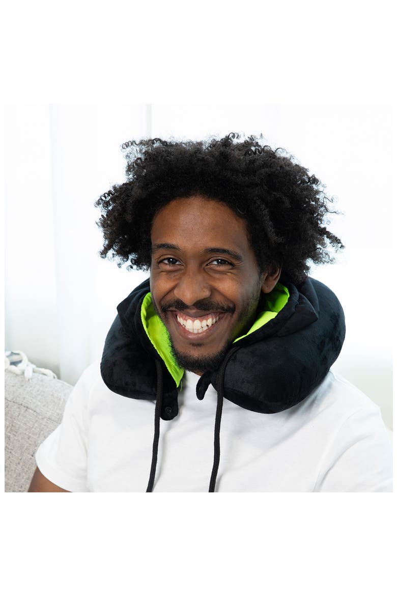 Hooded Neck Pillow, Alternate, color, BLACK