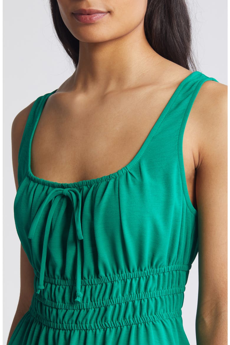 Shirred Waist Midi Dress, Alternate, color, GREEN