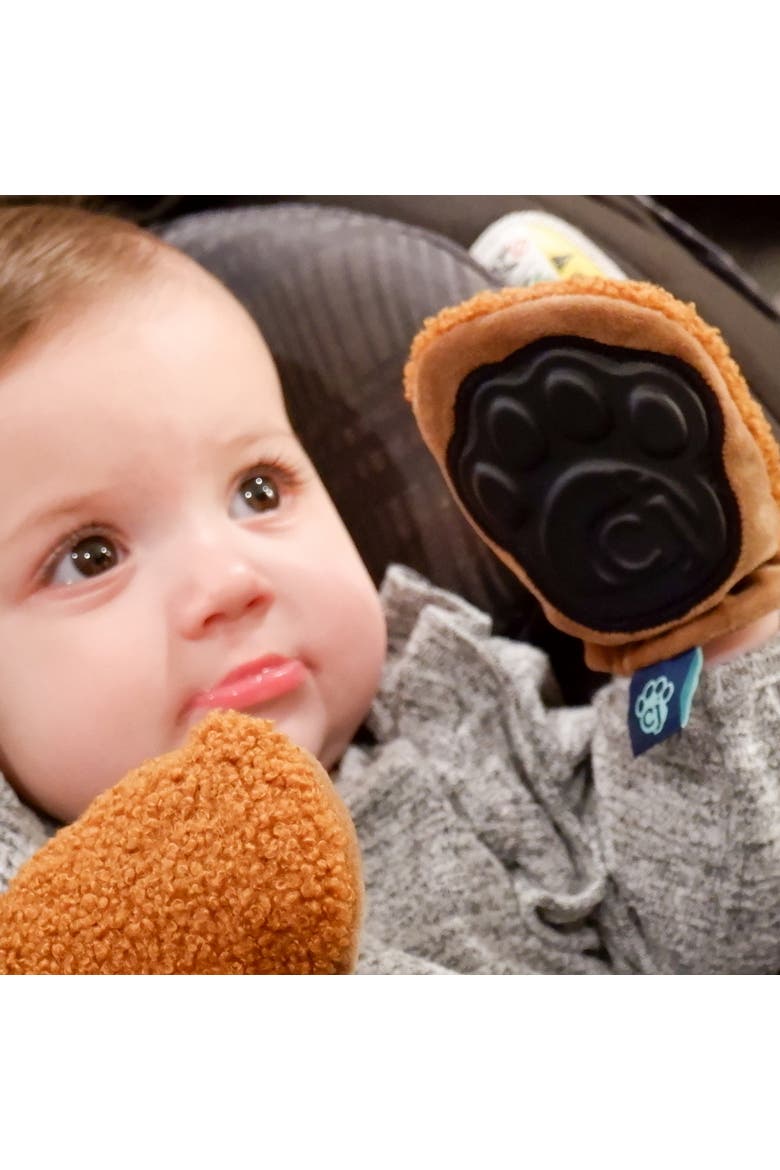 Rattle Mittens Baby Faux Fur Rattle & Teething Mitten Toy, Alternate, color, Brown