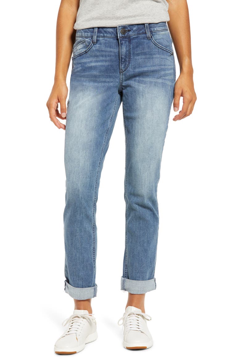 'Ab'Solution Girlfriend Jeans (Nordstrom Exclusive), Main, color, BLUE