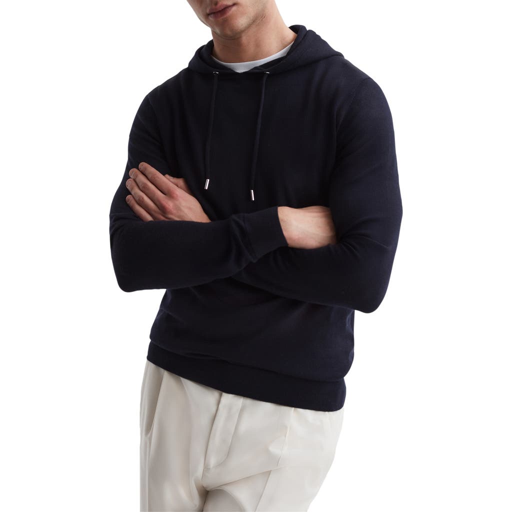 Reiss Holland Solid Wool Hoodie In Black