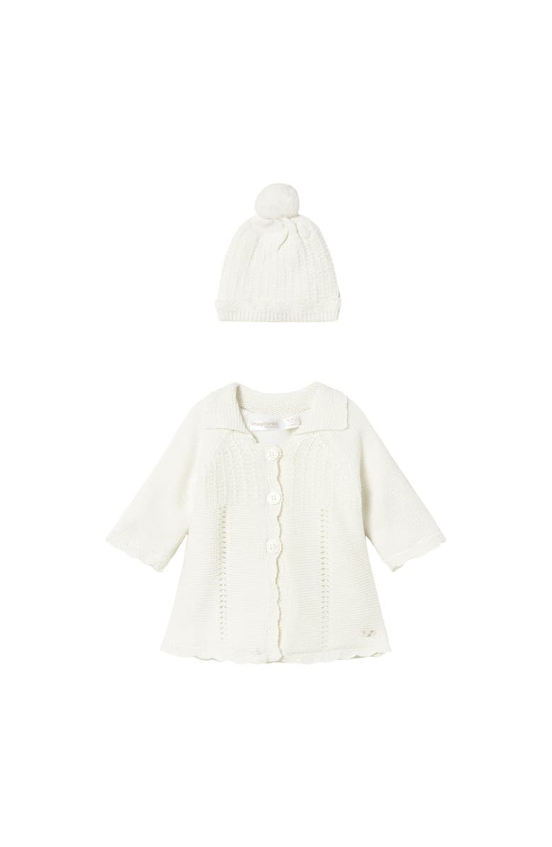 Mayoral Knit Coat with Hood, Main, color, Ivory