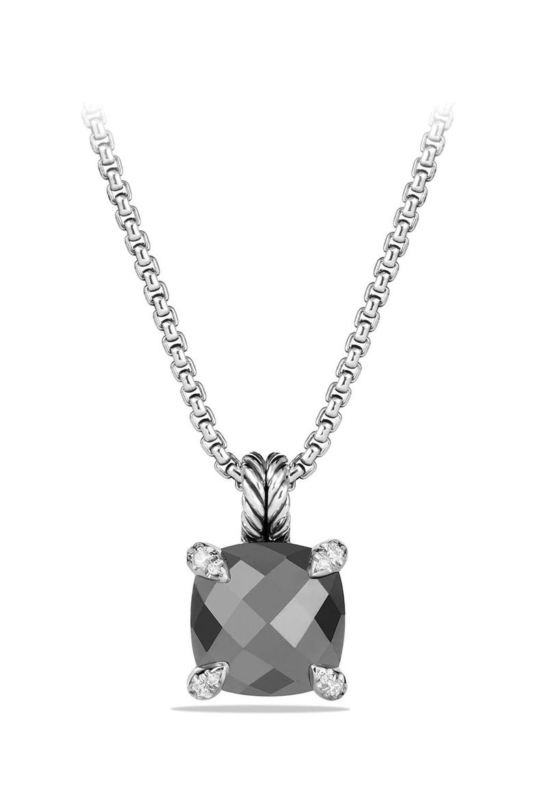 Châtelaine Pendant Necklace with Semiprecious Stone and Diamonds in 18K Gold, Main, color, HEMATITE