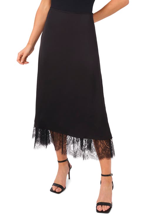 Eyelash Lace Trim Midi Skirt