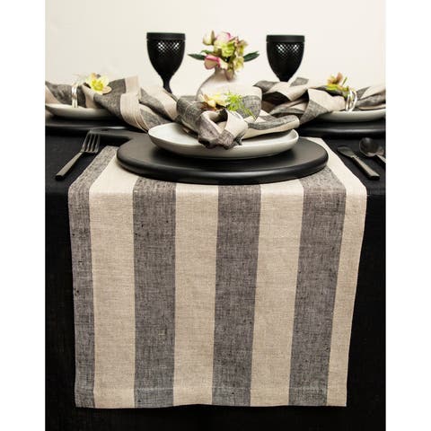 Linen Table Runner for Dining Table, Holiday and Everyday Table Decor - Cabana Stripe