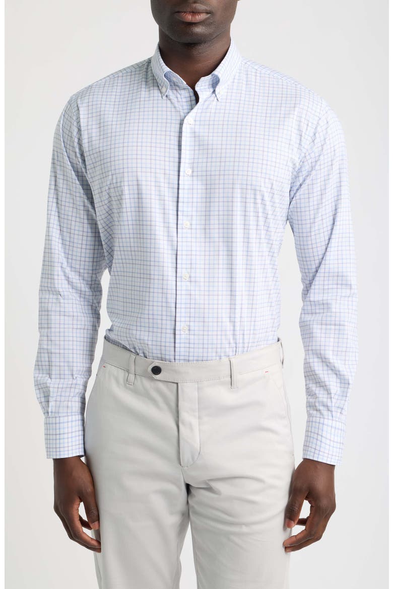 Bruce Crown Lite Plaid Performance Button Down Shirt, Main, color, BLUE FREESIA