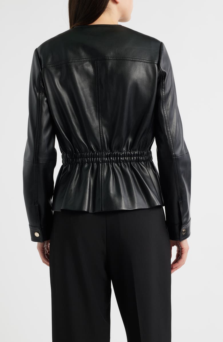 Elie Tahari The Aliza Faux Leather Jacket, Alternate, color, Noir