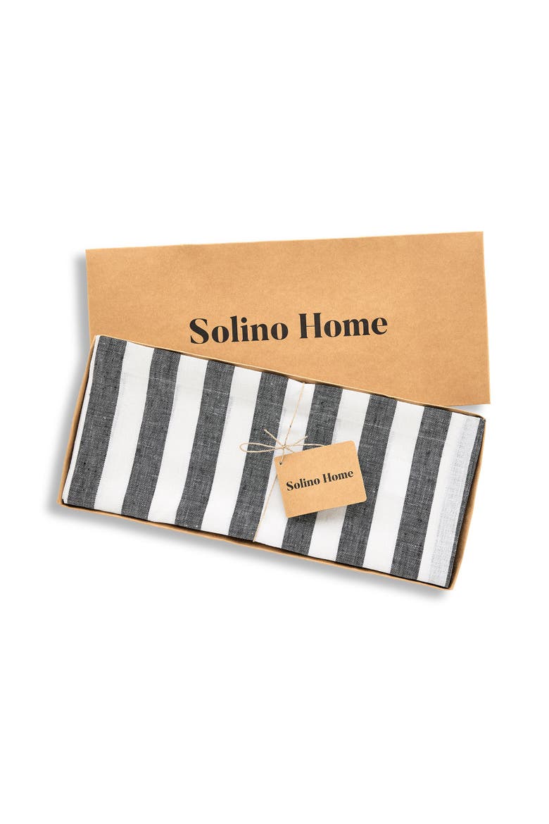 Linen Table Runner - Sorrento Stripe, Alternate, color, Black and White