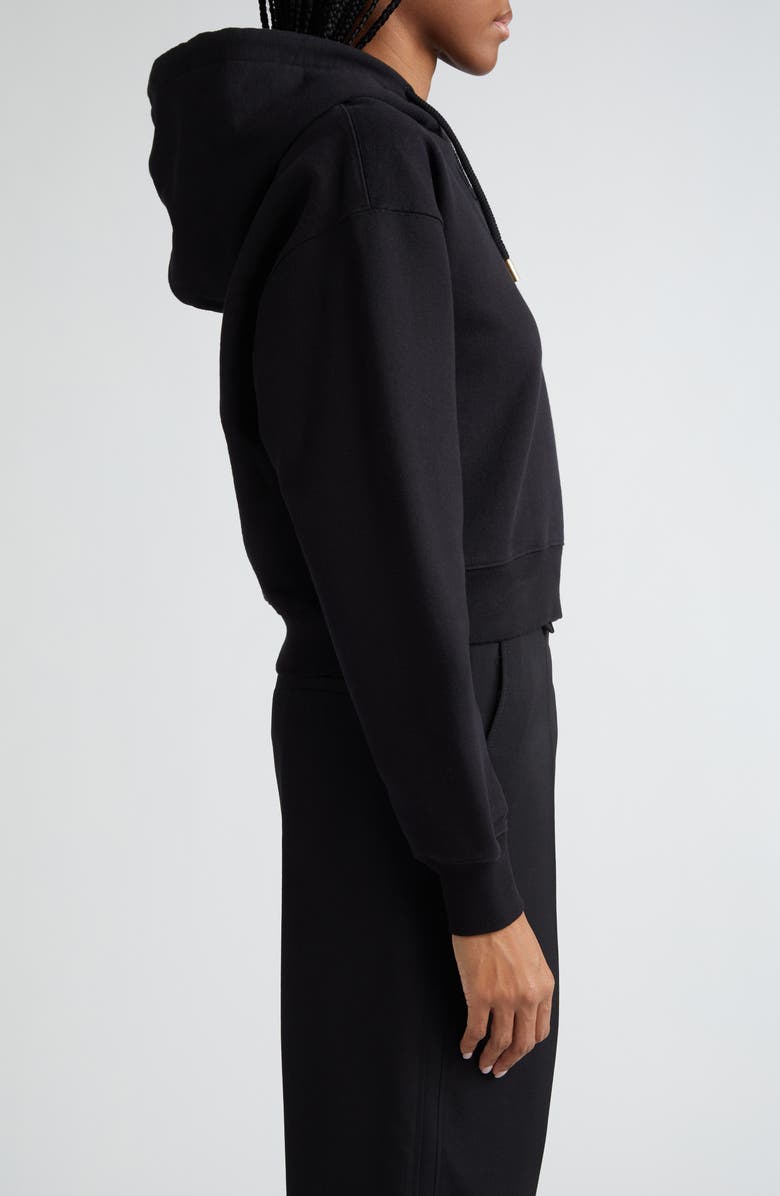 Jacquemus Le Grosgrain Logo Cotton Fleece Crop Hoodie, Alternate, color, 