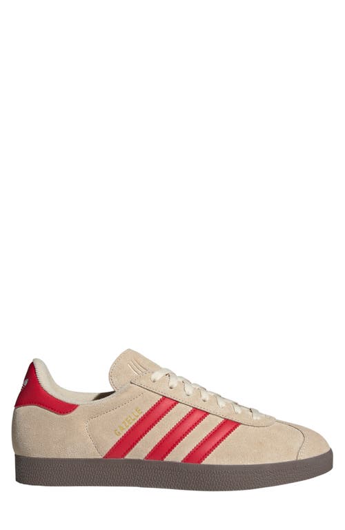 Adidas Originals Adidas Gazelle Sneaker In Sand/better Scarlet/white