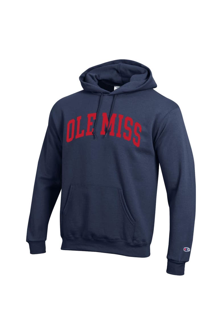 Men's Champion  Navy Ole Miss Rebels Basic Arch Fleece Pullover Hoodie, Alternate, color, Navy