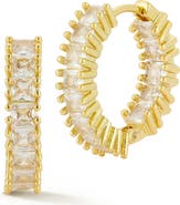 GLAZE JEWELRY Cubic Zirconia Pavé Pront Set Hoop Earrings