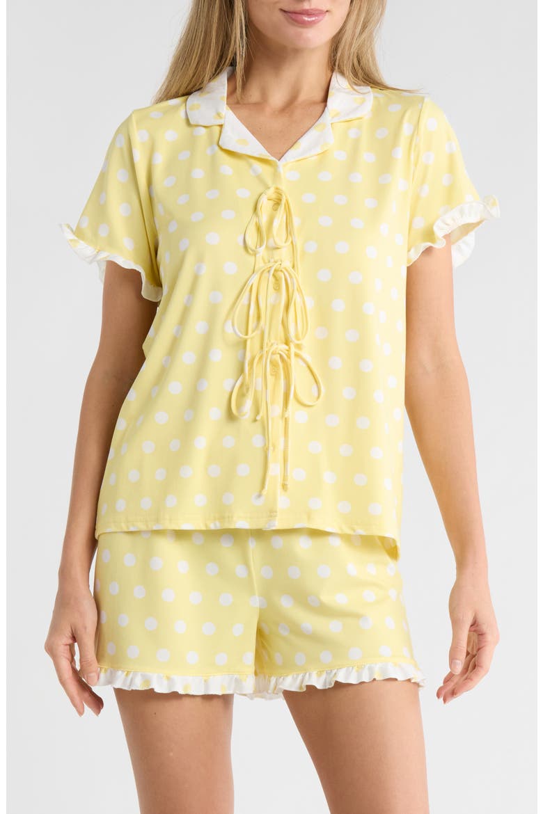 Polka Dot Tie Short Pajamas, Main, color, LEMON/WHITE