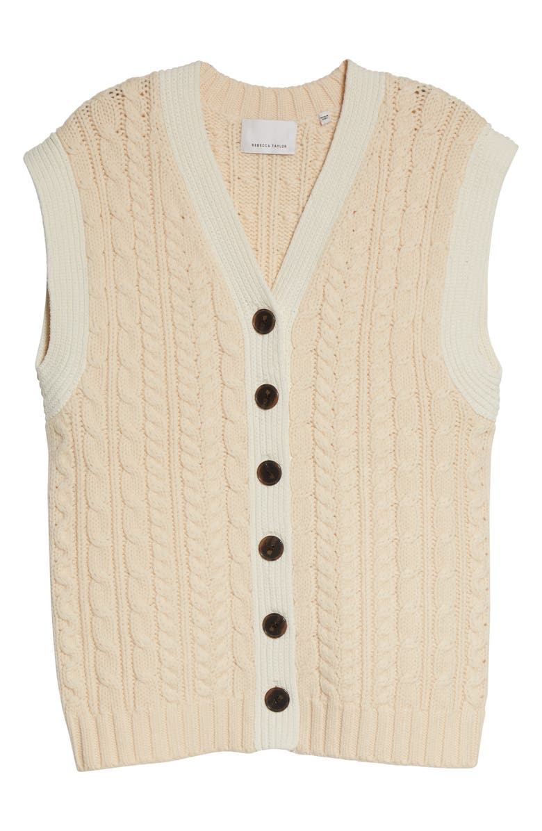 Rebecca Taylor Cable Wool Sweater Vest, Alternate, color, 