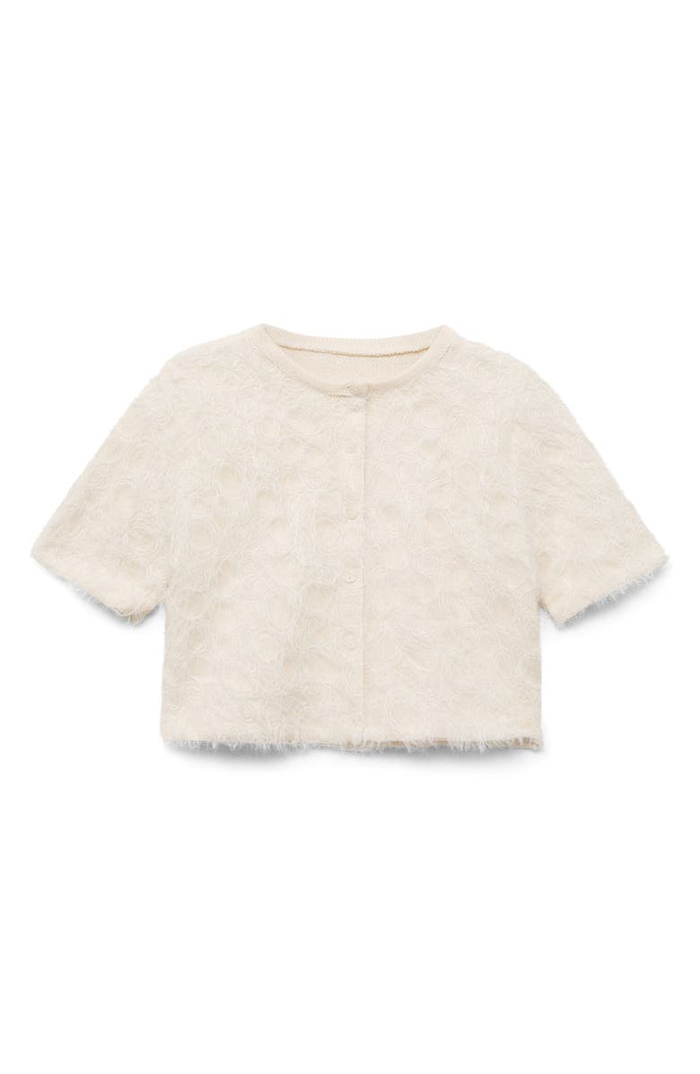 MANGO Short Sleeve Cotton Blend Crop Cardigan, Alternate, color, 