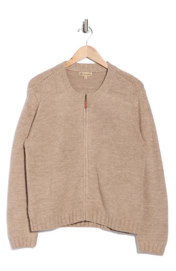 Democracy Zip-up Sweater In Brown