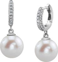 The Pearl Source Freshwater Pearl & Diamond Huggie Eileen Earrings