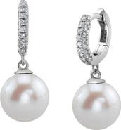 The Pearl Source Freshwater Pearl & Diamond Huggie Eileen Earrings