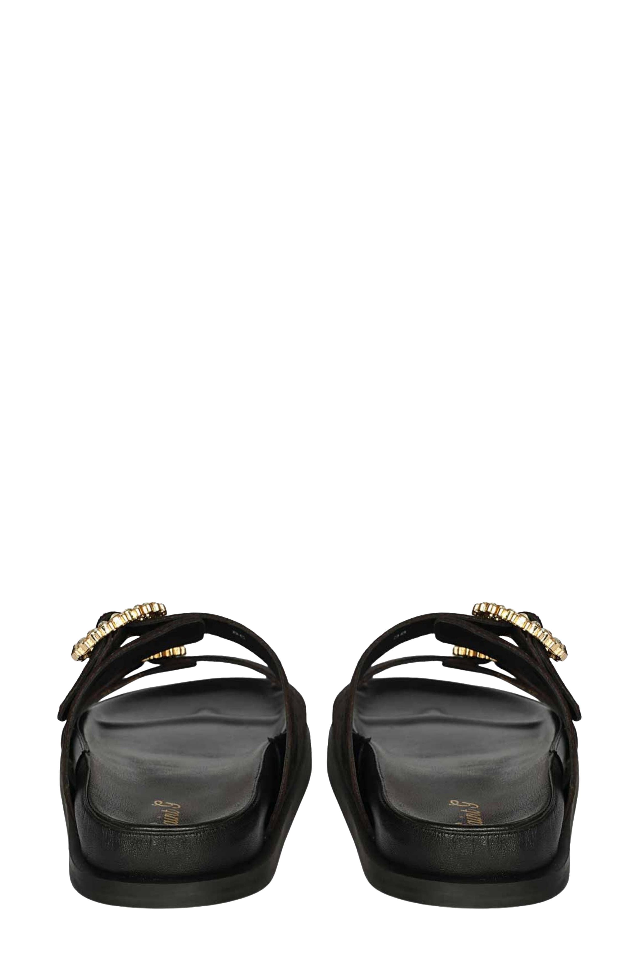 SAINT G Ishie Genuine Calf Hair Slide Sandal, Alternate, color, Black