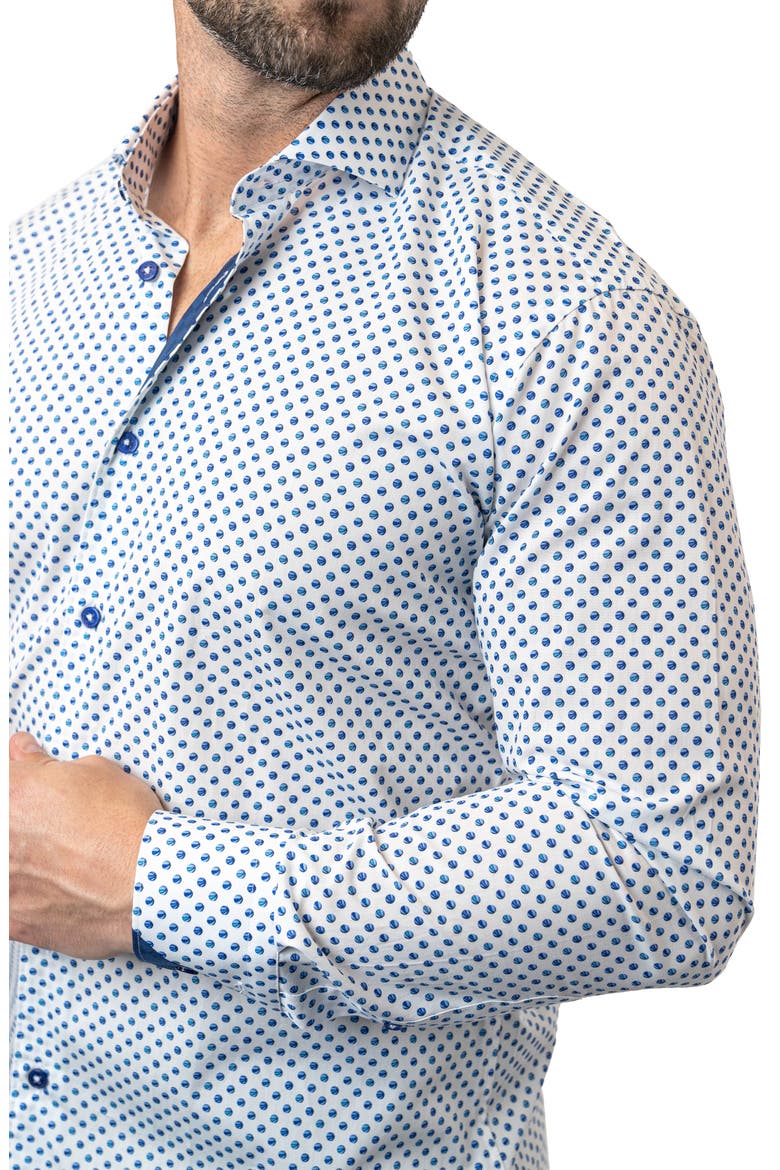 Einstein Dot Print Contemporary Fit Button-Up Shirt, Alternate, color, WHITE