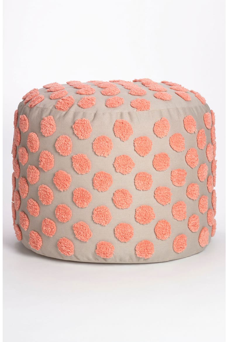 'Tufted Spots' Pouf, Main, color, CORAL BISQUE MULTI
