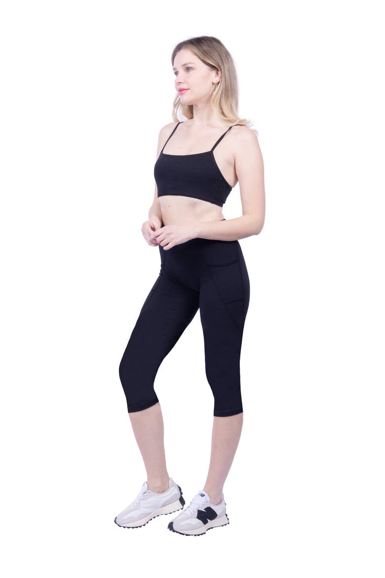 Mae Organic Cotton High Waisted Capri Legging, Alternate, color, Denim Patchwork