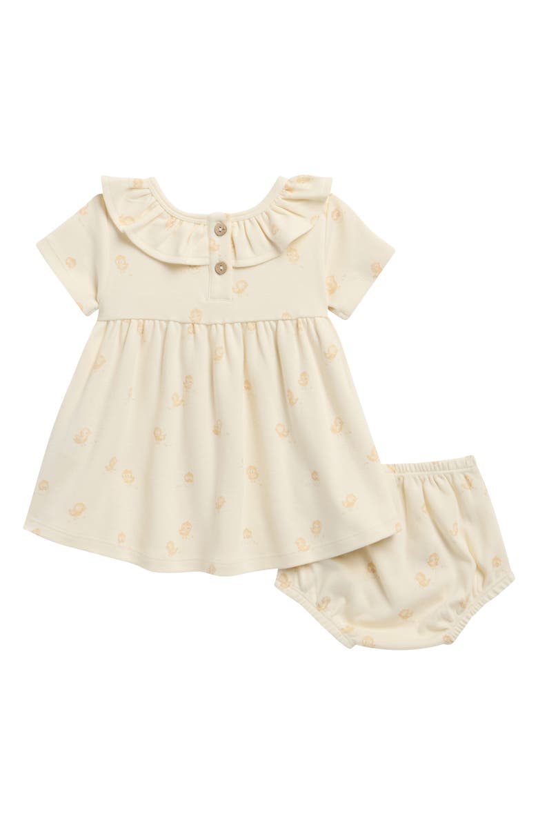 QUINCY MAE Kids' Ruffle Collar Organic Cotton Dress & Bloomers Set, Alternate, color, Ivory