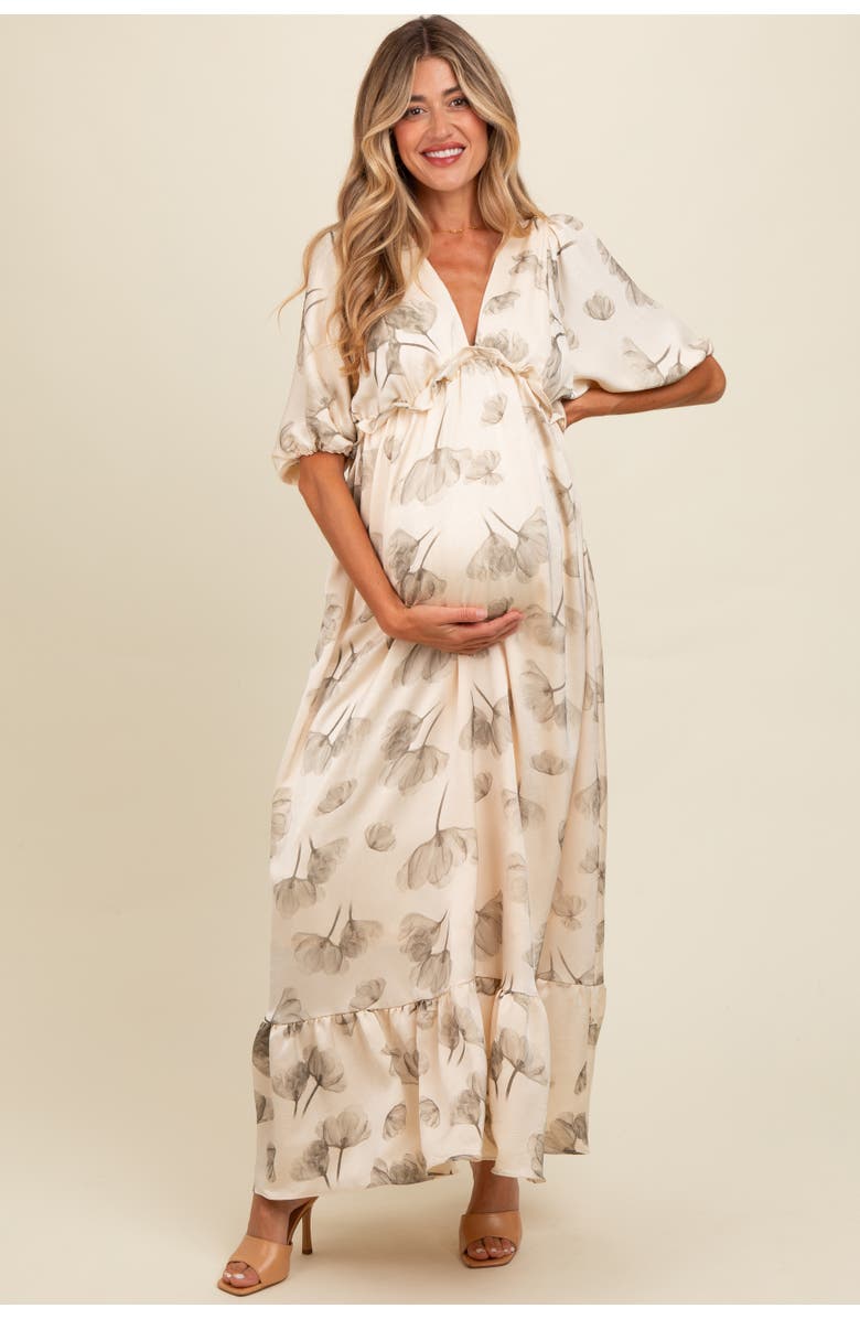 PinkBlush Floral Chiffon Ruffle Accent Maxi Dress, Alternate, color, 