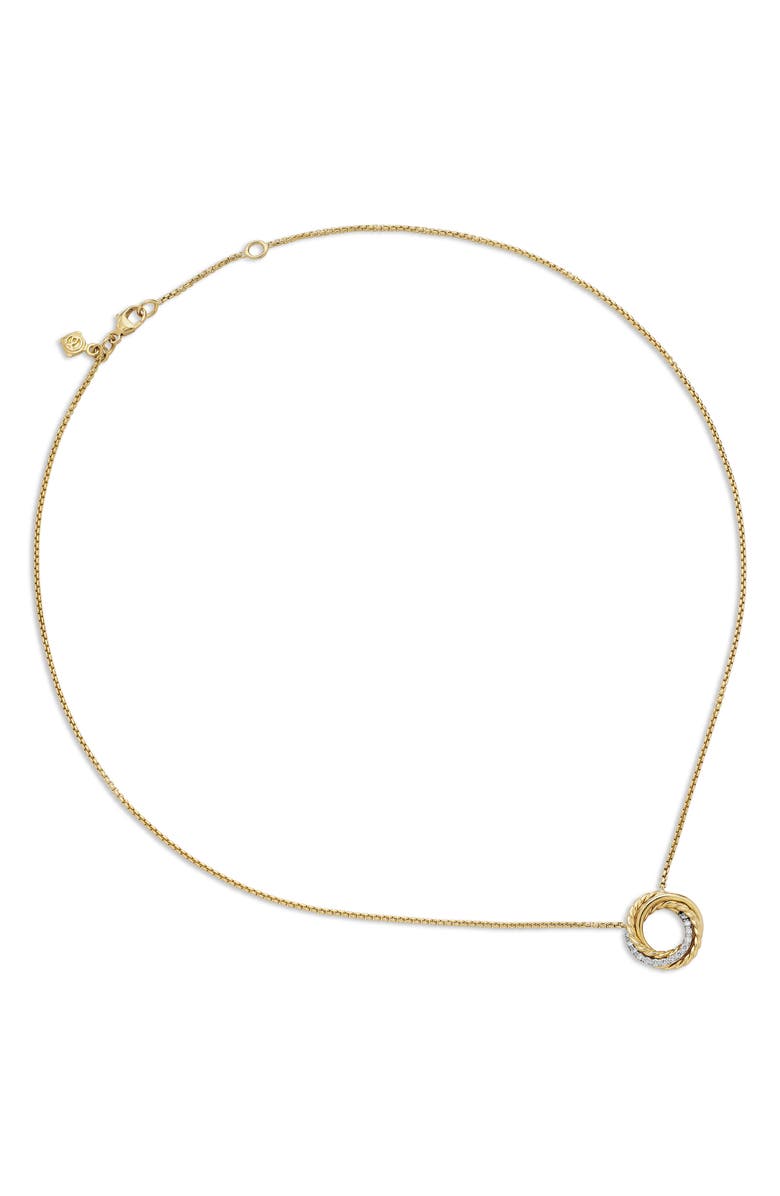 David Yurman Crossover Mini Pendant Necklace in 18K Yellow Gold with Diamonds, Alternate, color, 