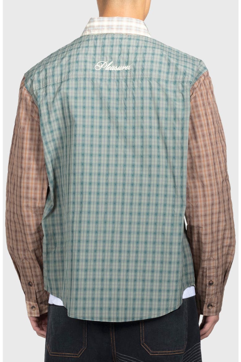 Dazed Mismatched Plaid Button-Up Shirt, Alternate, color, MULTI