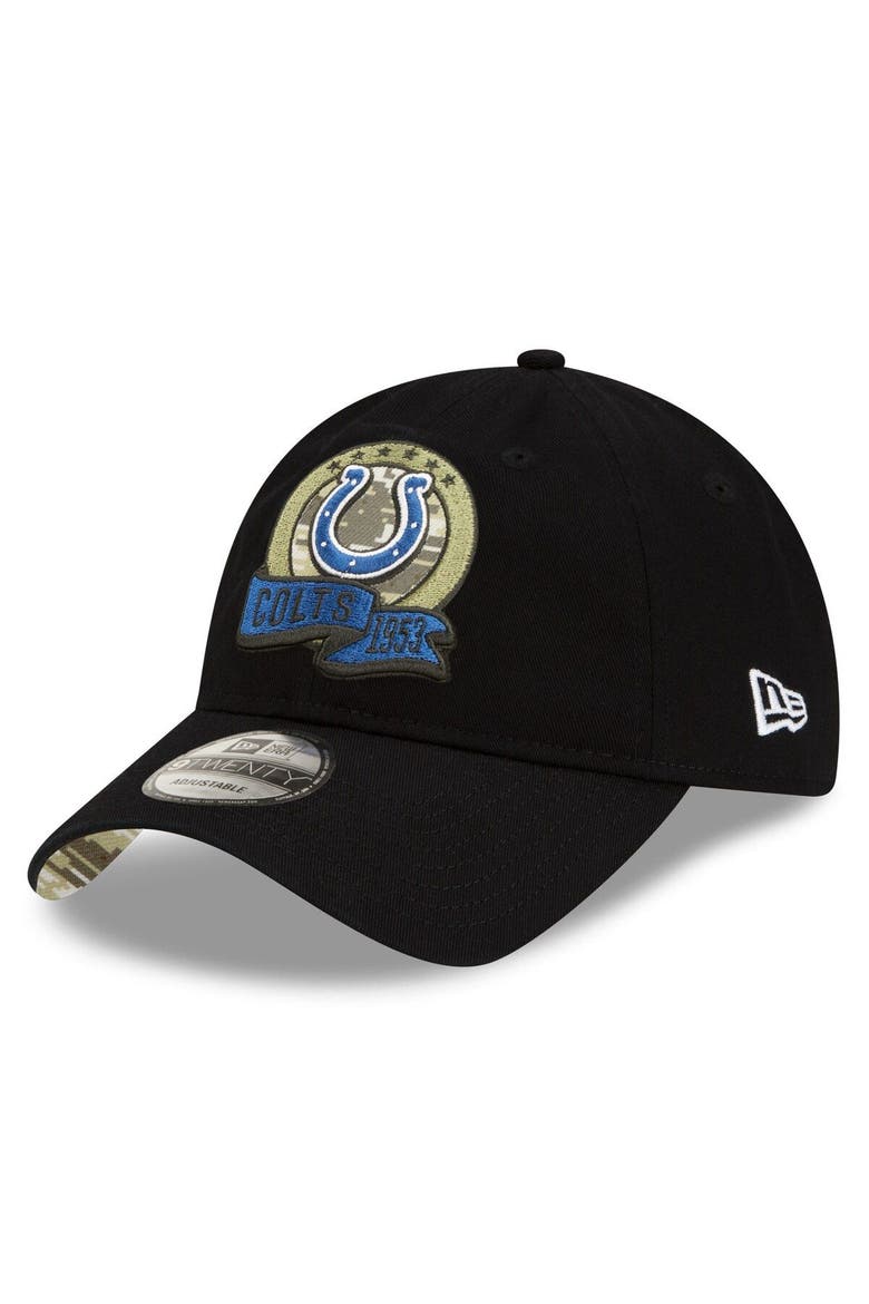 Men's New Era Black Indianapolis Colts 2022 Salute To Service 9TWENTY Adjustable Hat, Alternate, color, Black