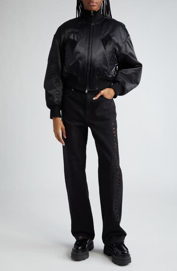 【送料&関税込】Alexander Wang Black Nylon Bomber Jacket unisex bomber jacket in sateen in BLACK | alexanderwang®