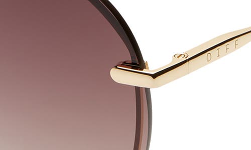 Diff Lenox 61mm Round Flat Front Aviator Sunglasses In Gold/brown