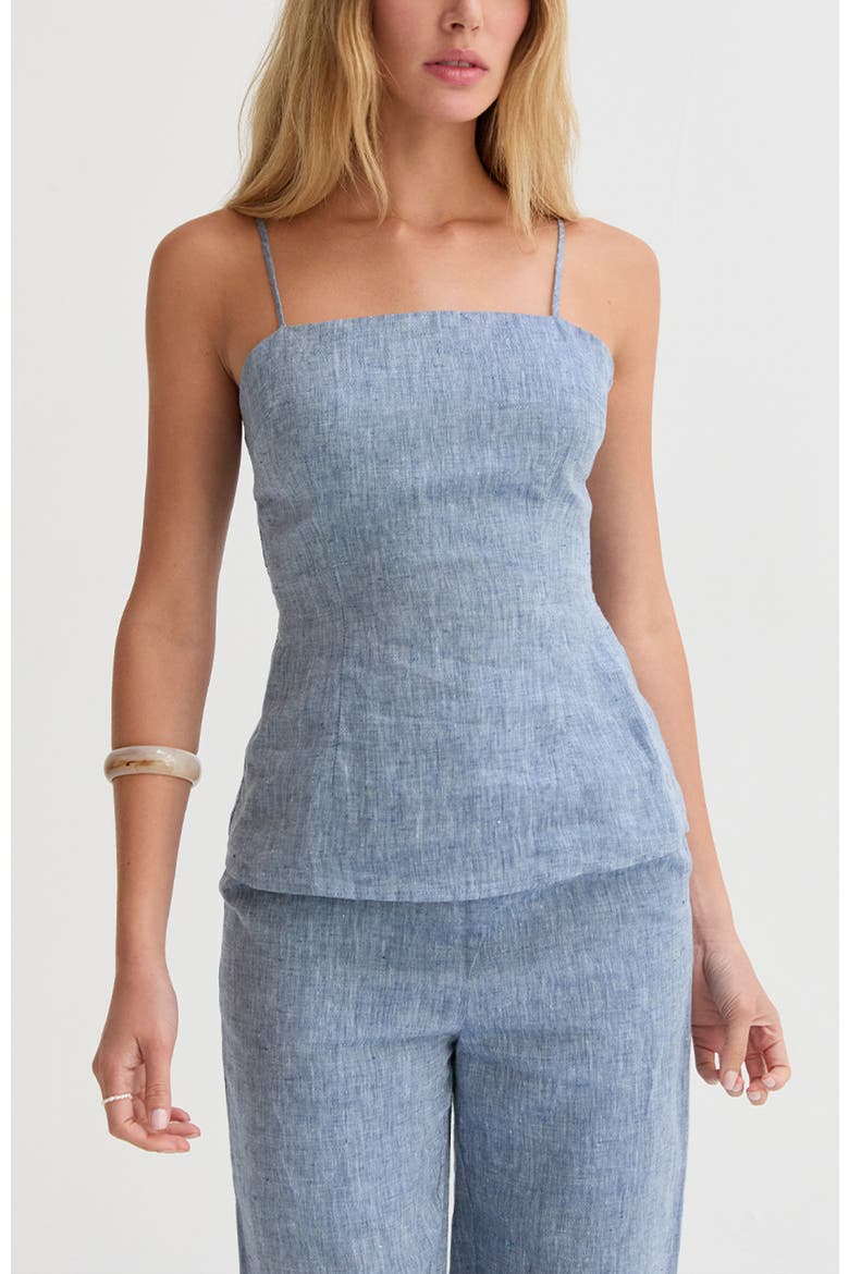 Sleeveless Linen Top, Main, color, Blue