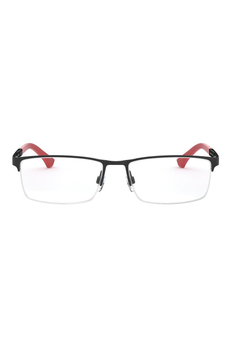 53mm Half Rim Optical Glasses, Main, color, BLACK RED