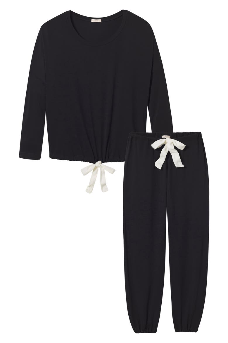 Gisele Jersey Knit Slouchy Pajamas, Alternate, color, BLACK/IVORY