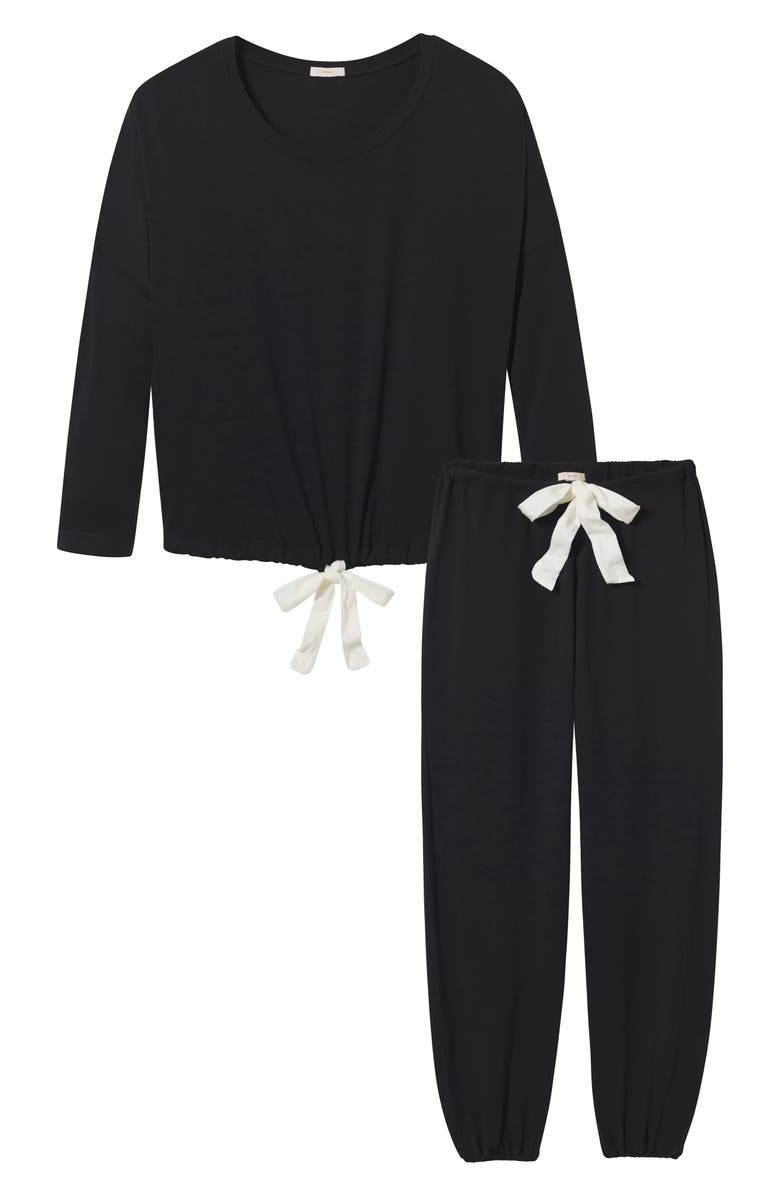 Eberjey Gisele Jersey Knit Slouchy Pajamas, Alternate, color, Black/Ivory