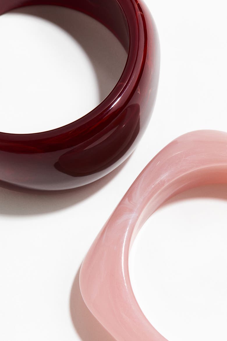 2-pack Bangle Bracelets, Alternate, color, Light pink/burgundy