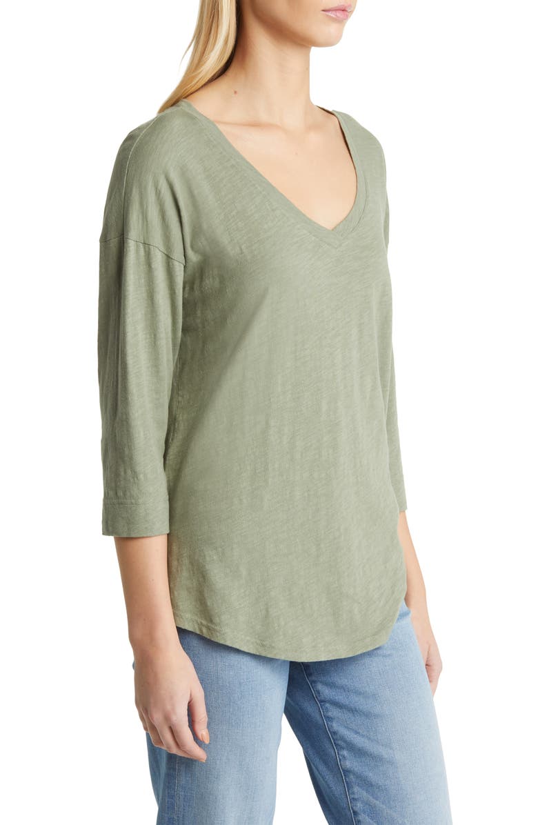 Caslon<sup>®</sup> Drop Shoulder V-Neck T-Shirt, Alternate, color, 