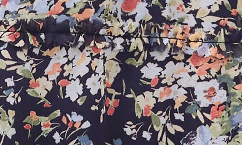 Cece Floral Ruffle Midi Dress In Classic Navy