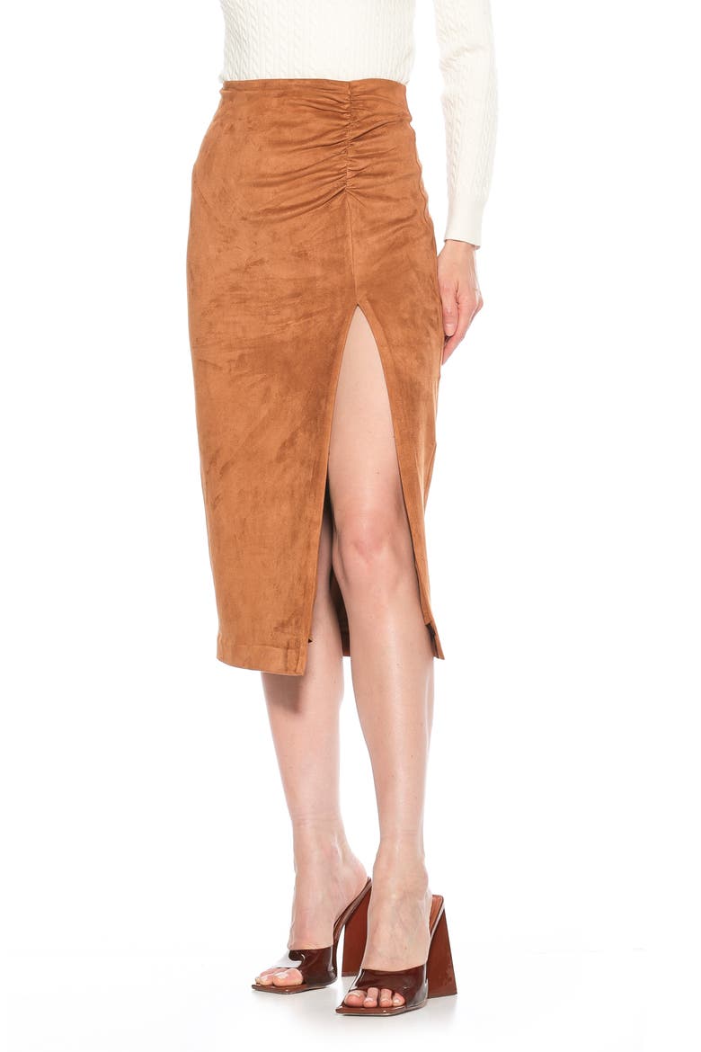 Zayla Faux Suede Pencil Skirt, Alternate, color, CAMEL