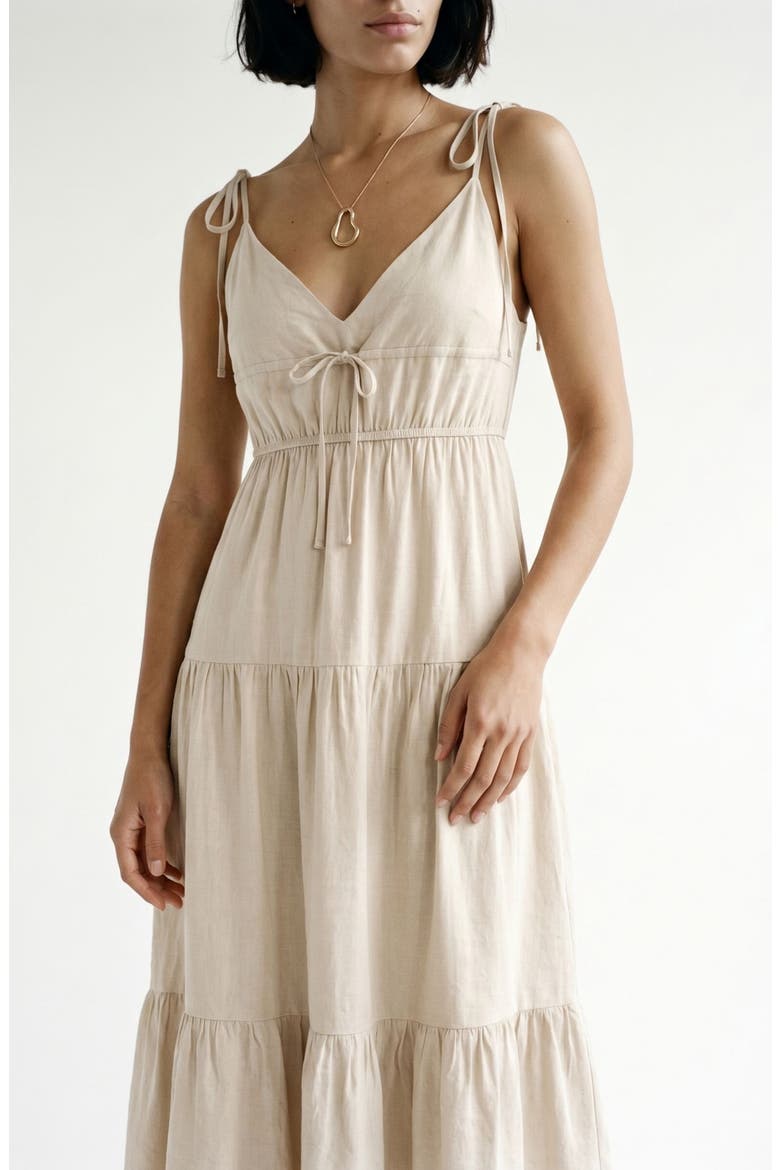 Athena Tiered Midi Dress, Alternate, color, OATMEAL