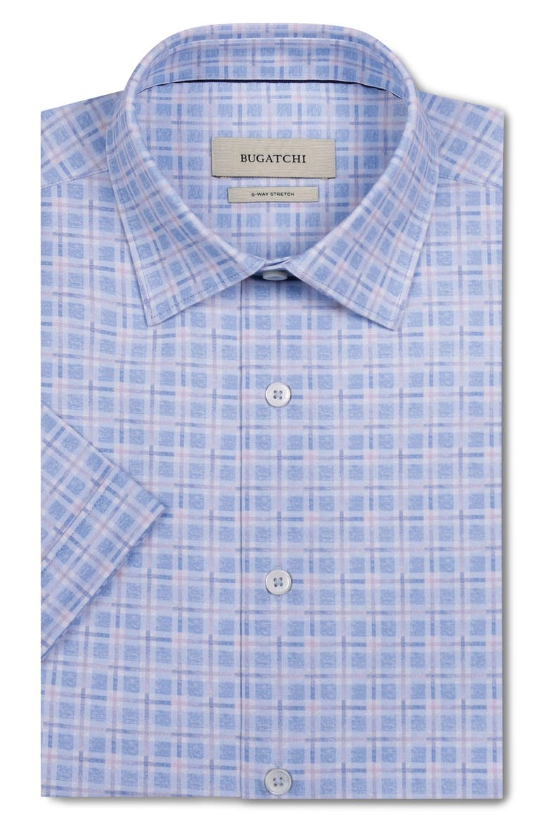 Miles OoohCotton® Check Print Short Sleeve Button-Up Shirt, Alternate, color, AIR BLUE