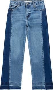 Tractr Kids' Two-Tone Relaxed Straight Leg Jeans
