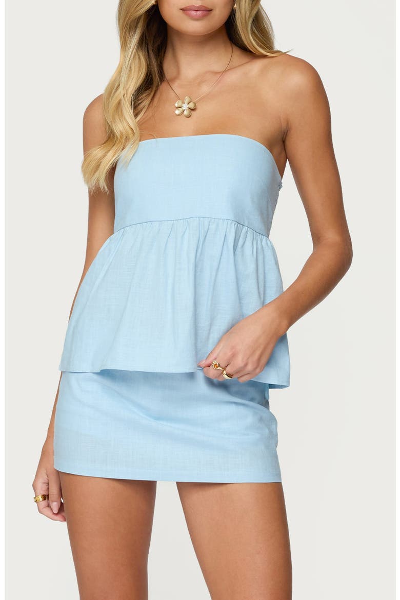 Avalai Strapless Linen & Cotton Top, Main, color, LIGHT-BLUE