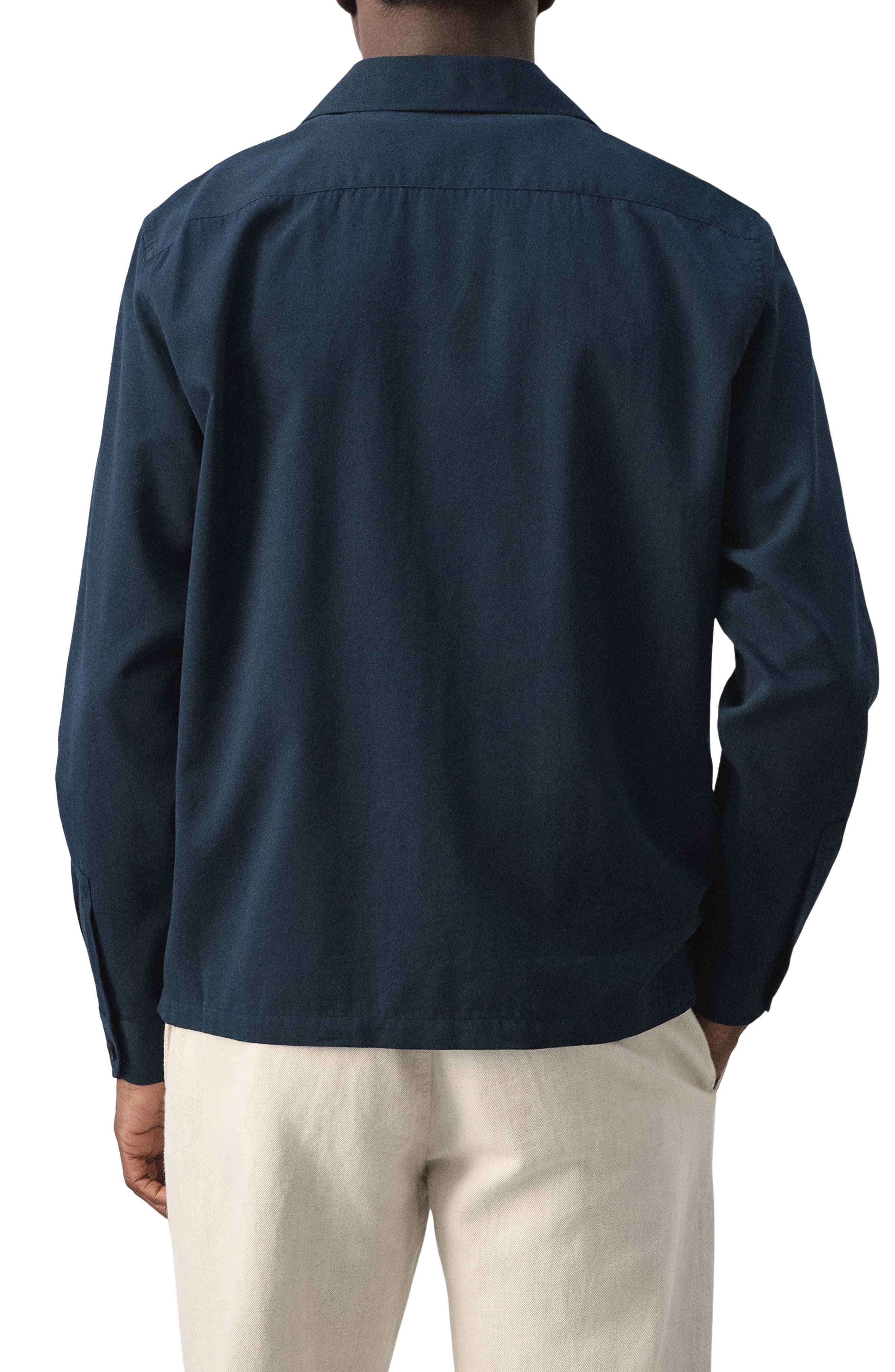 Long Sleeve Cotton Blend Button-Up Shirt - image 4
