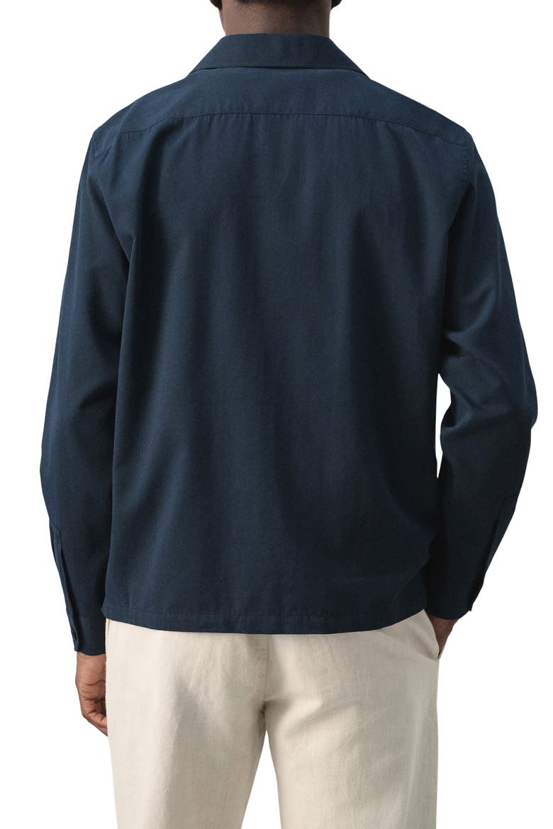 Long Sleeve Cotton Blend Button-Up Shirt, Alternate, color, NAVY