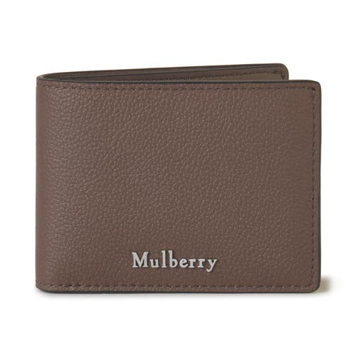 Mulberry Farringdon Compact Leather Bifold Wallet in Taupe Brown 