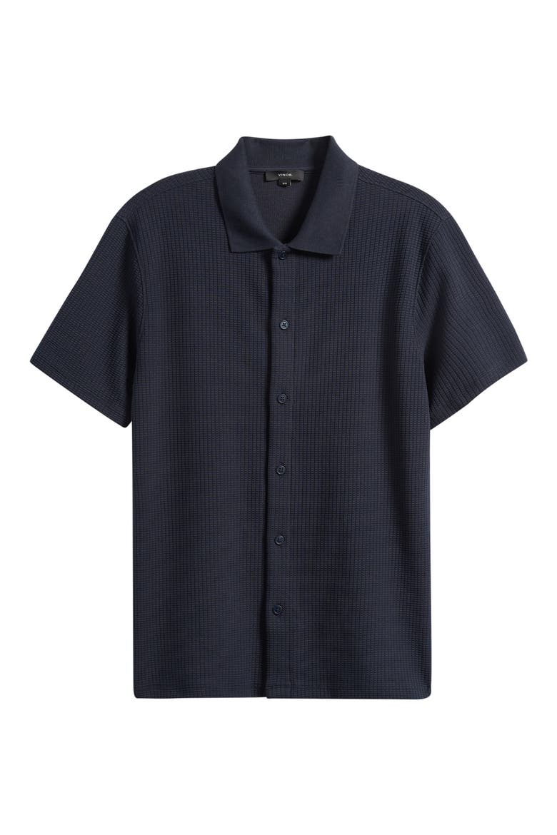 Grid Waffle Knit Button-Up Shirt, Alternate, color, COASTAL